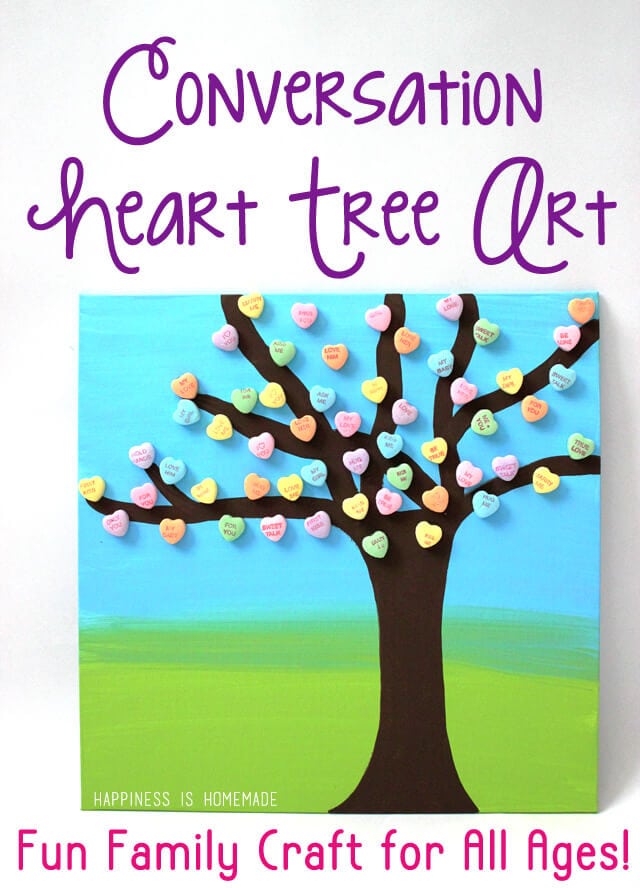 Conversation Heart Tree Art - Fun Family Valentine's Day Craft