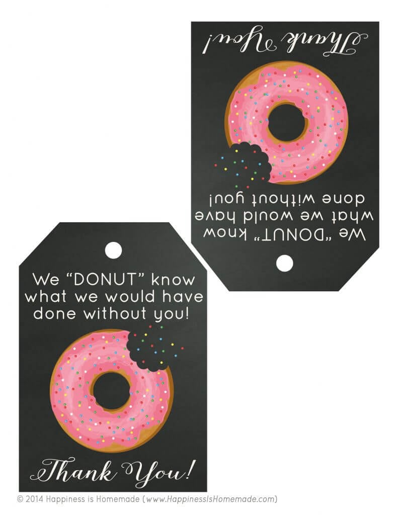 Free Printable Donut Thank You Gift Tags Happiness is Homemade
