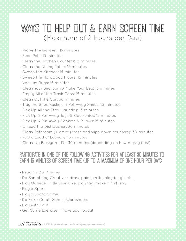No Screen Time Until Printable