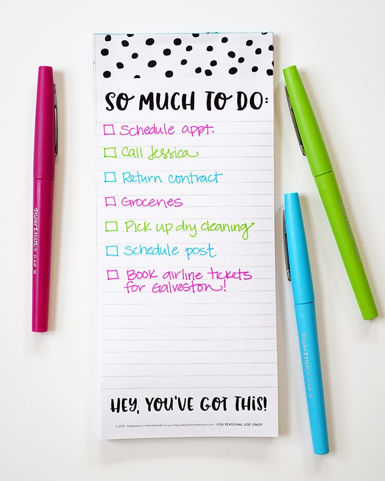 "Brain Dump" & "So Much To Do" Printable DIY Notepads Happiness is Homemade