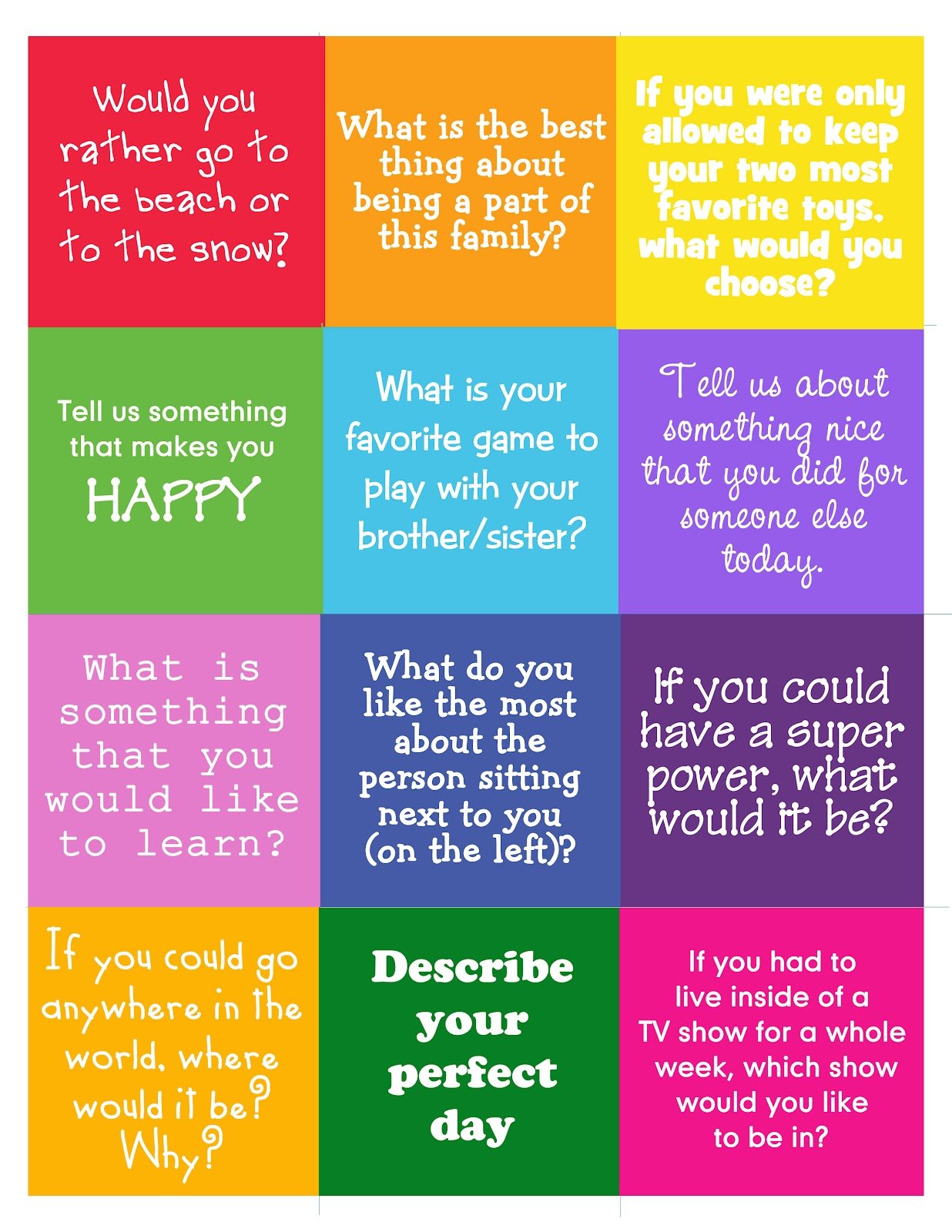 Free Printable Printable Conversation Cards