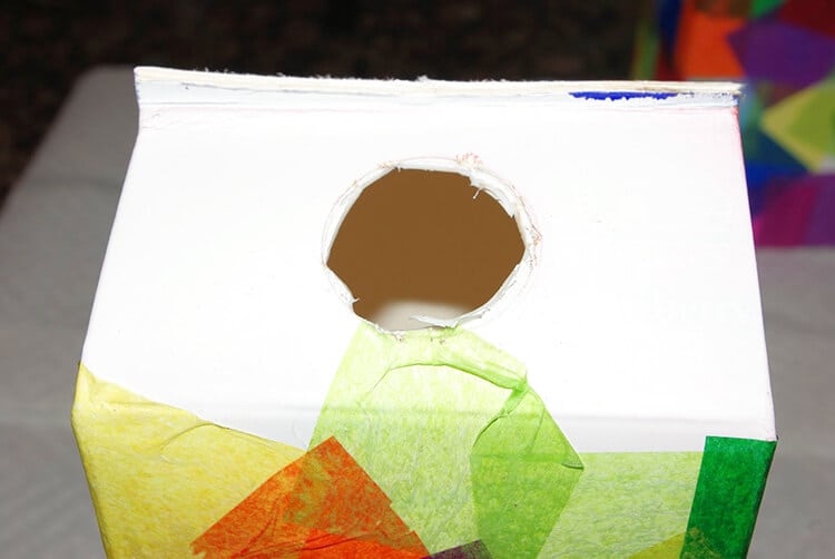 hole cut into cartons