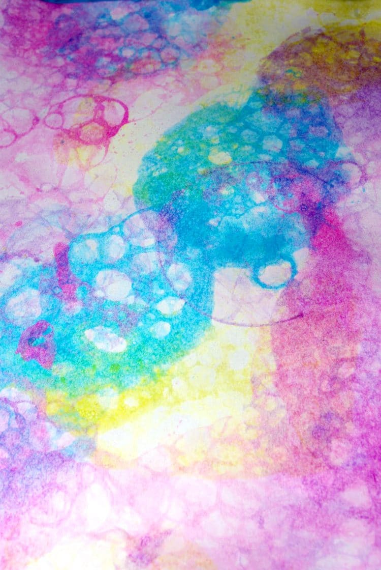 colorful bubble painting on paper