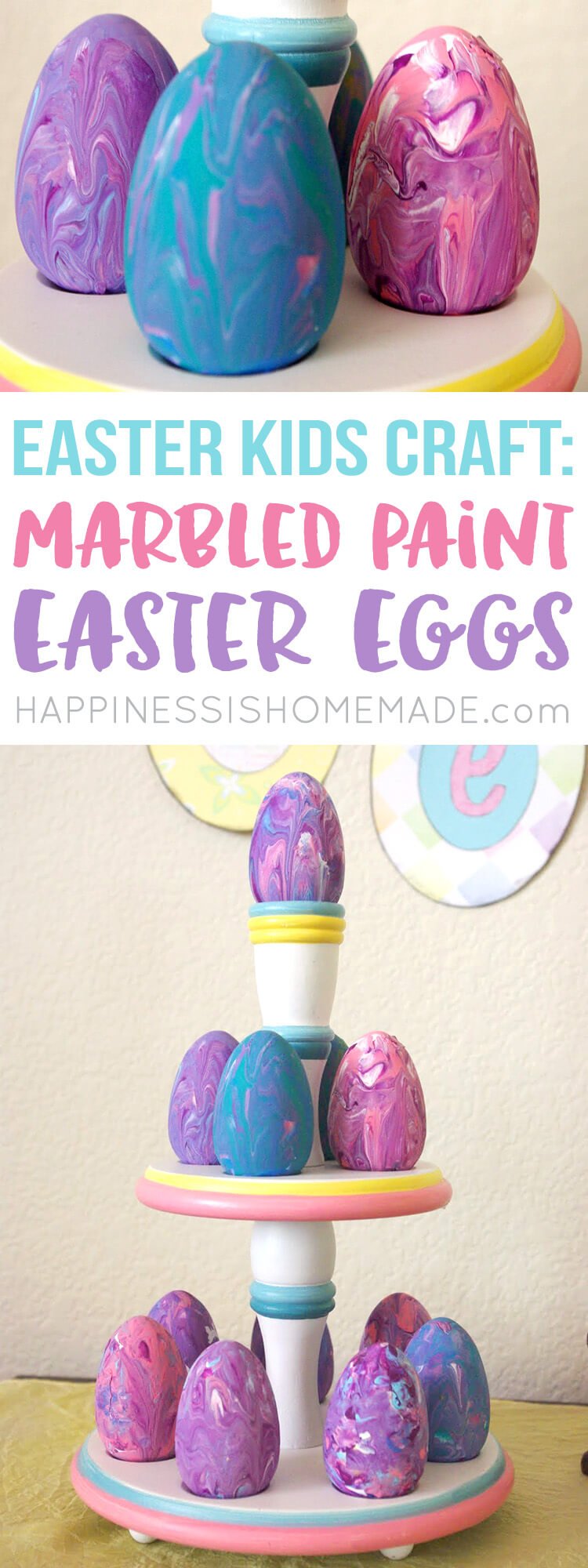 easter kids craft: marbled paint easter eggs 