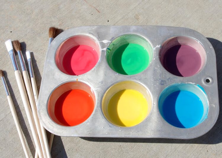 colorful diy homemade sidewalk chalk paint