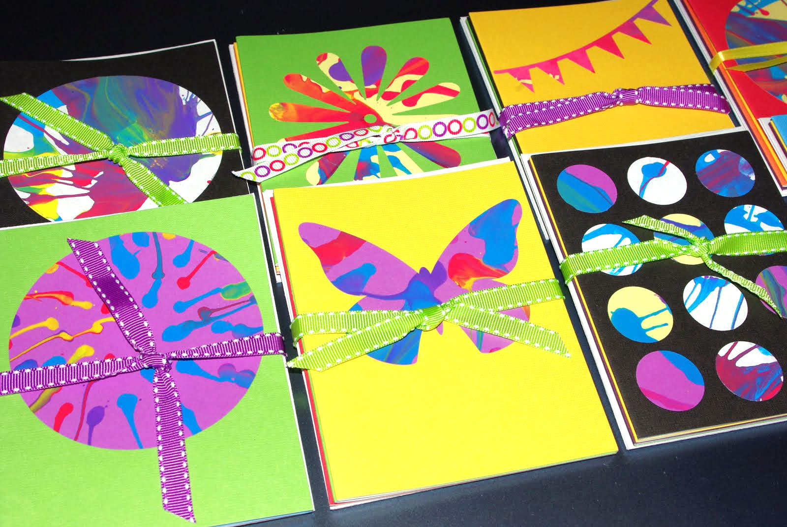 spin art note cards