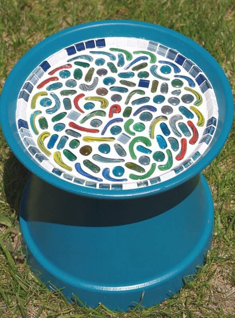 glass mosaic bird bath