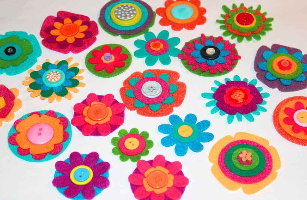 colorful layered felt flower cut-outs on table 
