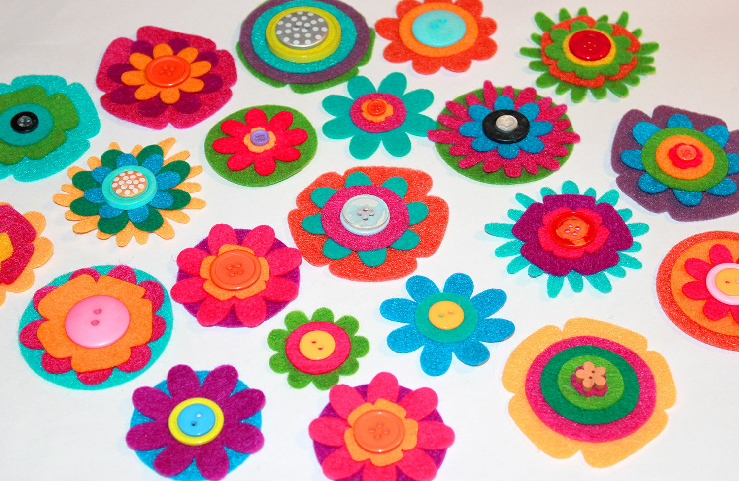 colorful felt flower cut outs layered 