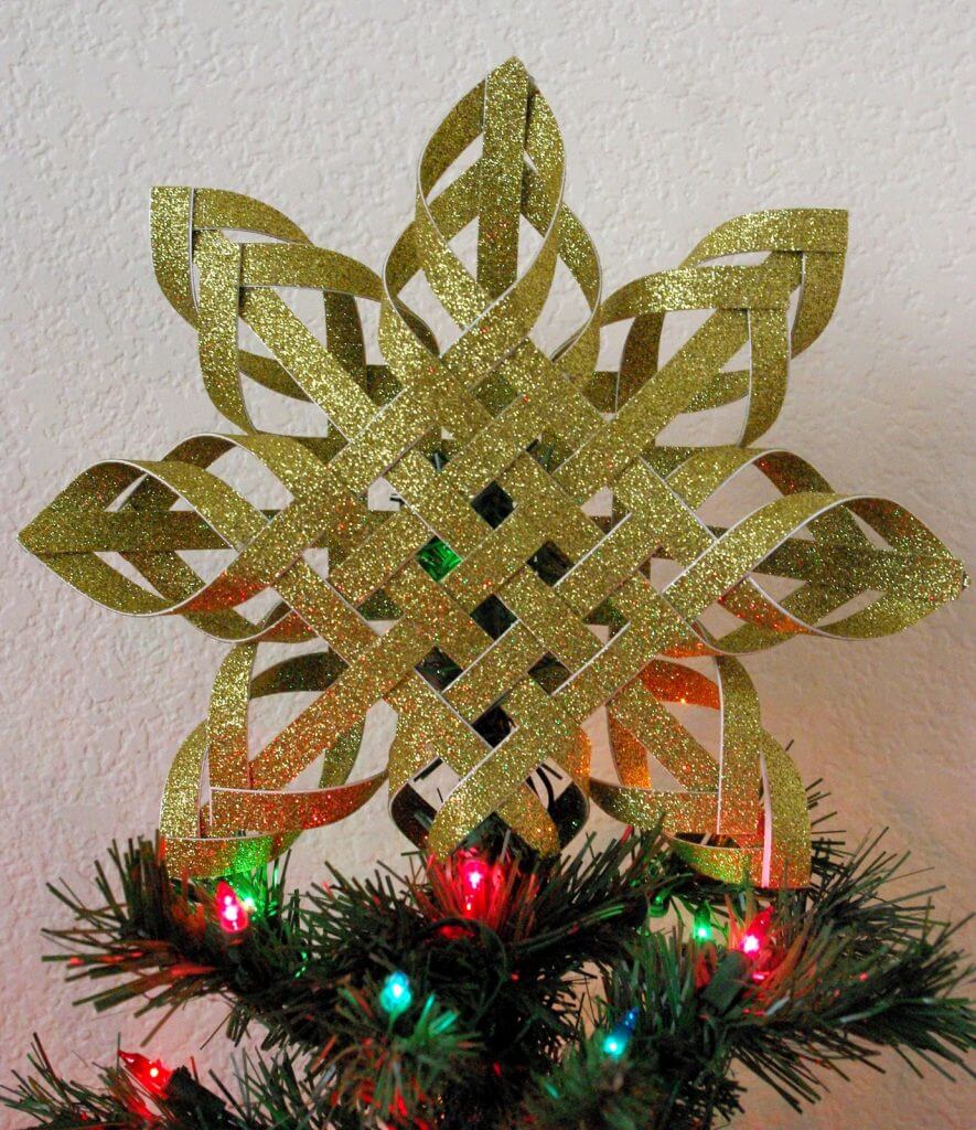 gold glitter paper tree topper