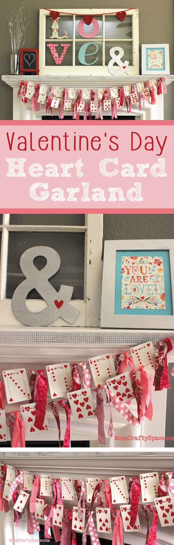 Valentine's Day Heart Playing Cards Banner Garland