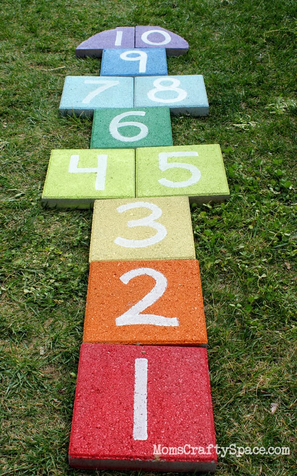 Easy DIY Rainbow Paver Hopscotch