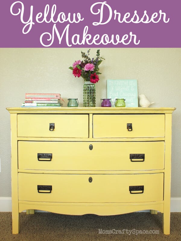 Yellow Painted Vintage Dresser Makeover