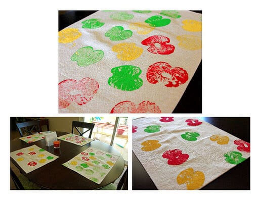 apple stamped kids placemats