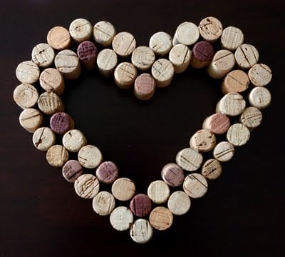 wine corks made into a heart