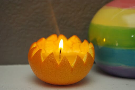 orange peel beeswax candle