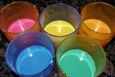 chalk paint colors divided in jars