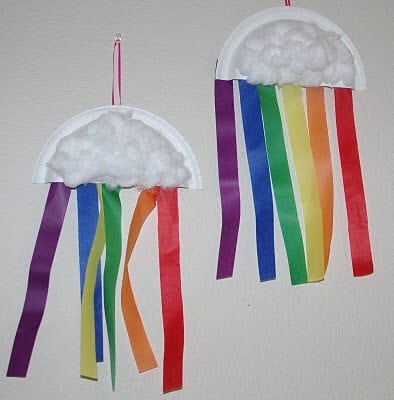 rainbows streamers made from paper plates
