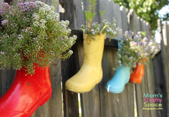 Recycled Rainboot Planters