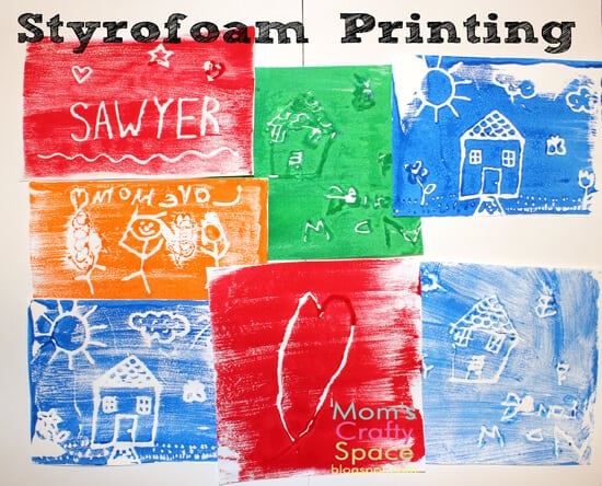 kids art activity: styrofoam printing