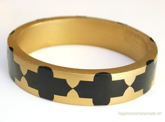 Gold Spray Painted Wood Bangle Bracelet