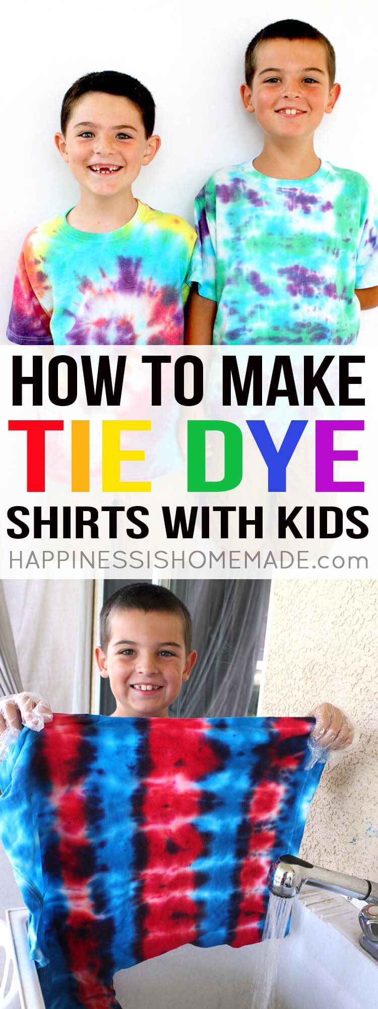 How to Tie Dye Shirts with Kids - Happiness is Homemade