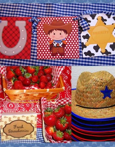 cowboy themed party decorations and props