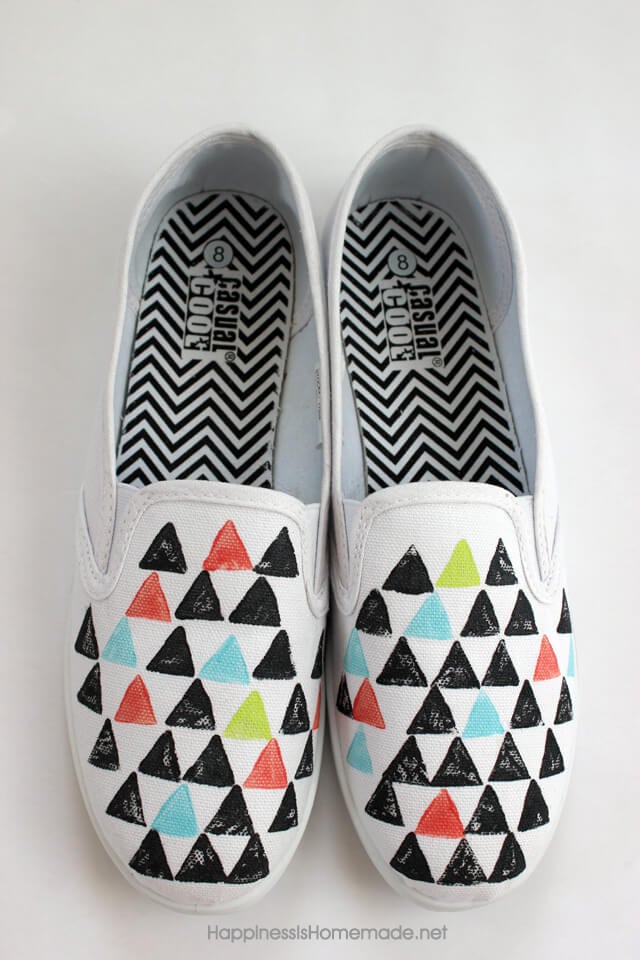 Stamped Fabric Painted Shoes