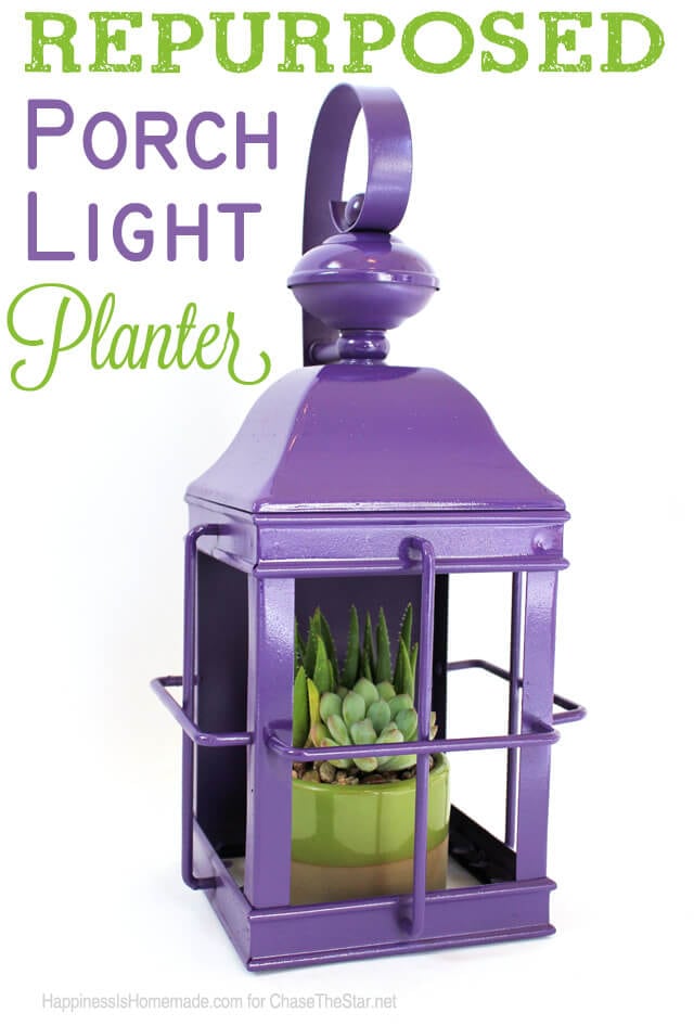 Repurposed Porch Light Planter