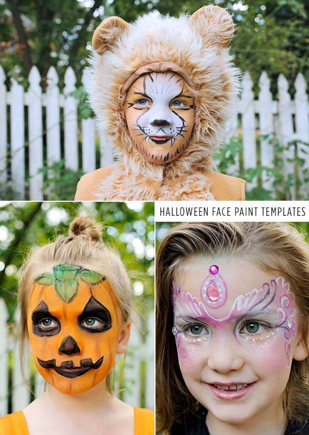 kids halloween face paint ideas collage