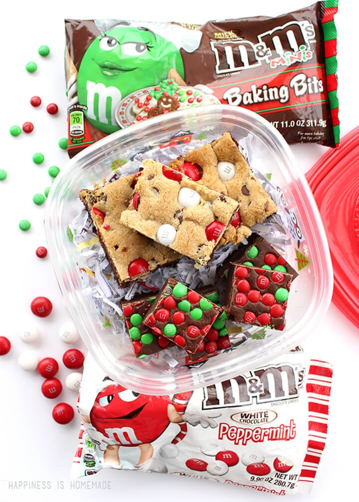 M&M’s Fudge & Peppermint Cookie Brownie Bars
