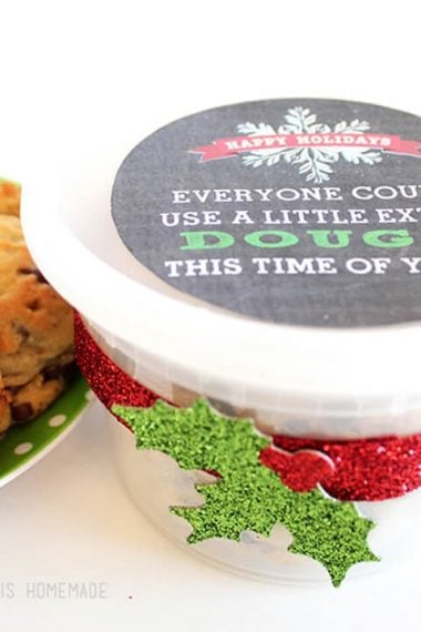 christmas neighbor gift printable cookie dough label on cookie dough tub