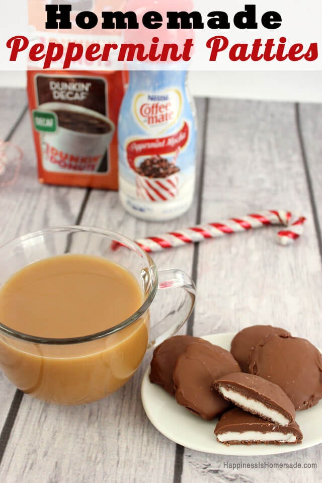 homemade peppermint patties and hot cocoa