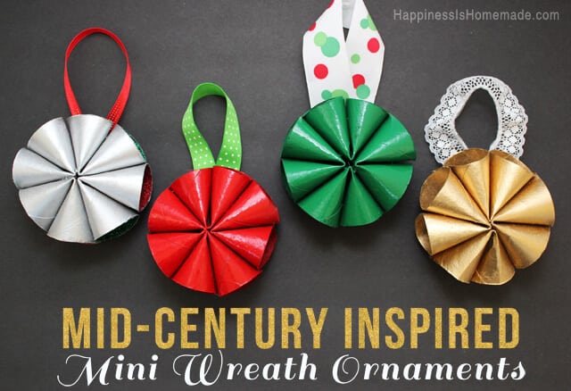 Mid-Century Inspired Modern Mini Wreath Christmas Ornaments