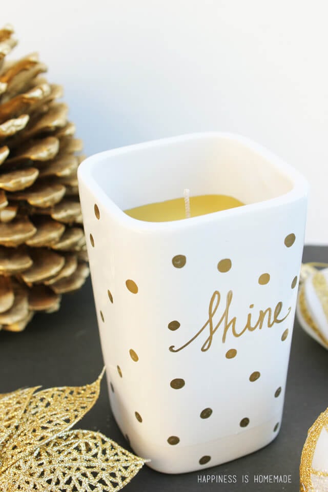 easy diy gold sharpie candle