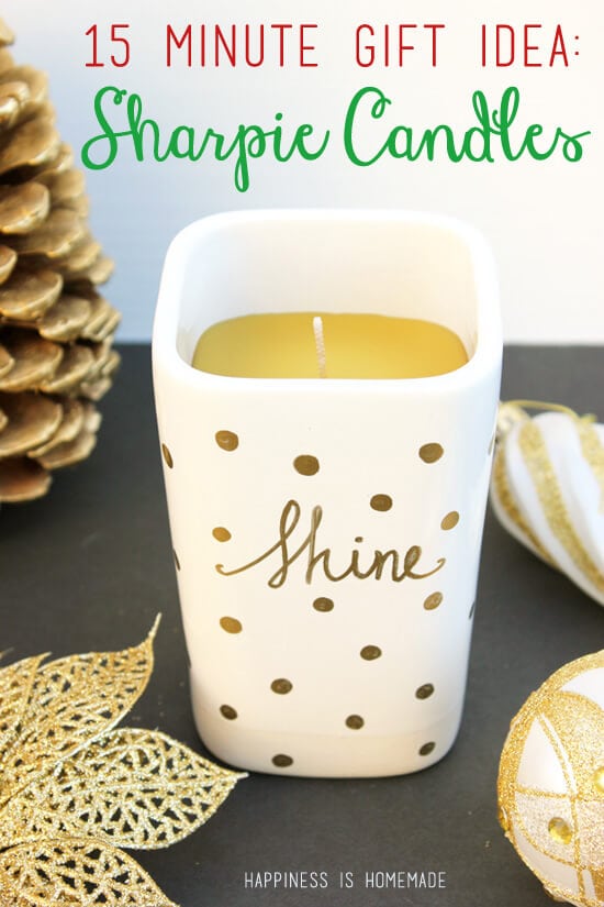 Quick and Easy DIY Gold Sharpie Candle - great holiday gift idea