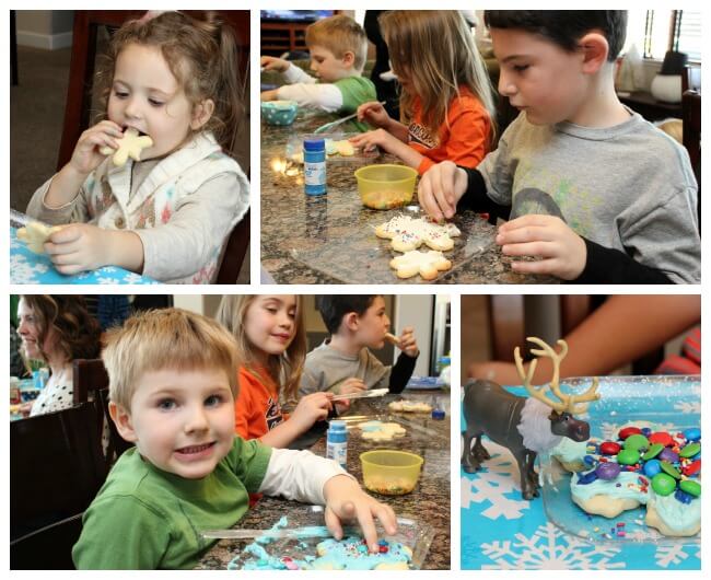 kids enjoying Snowflake Sugar Cookie Decorating Activity