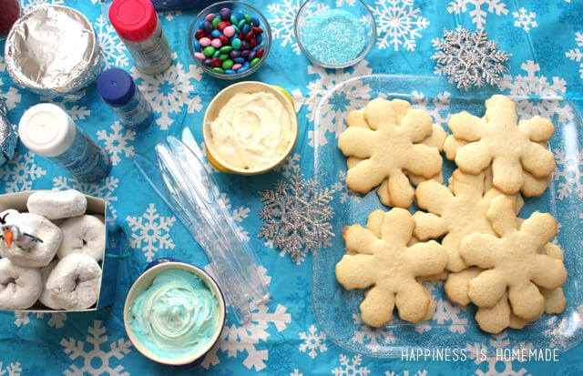 Snowflake Sugar Cookie Decorating ingredients