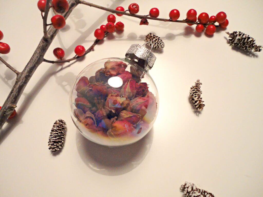 glass ornament rose tea