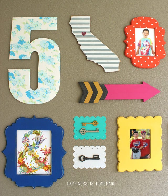 Colorful Gallery Wall and Vintage Sheet Number Five