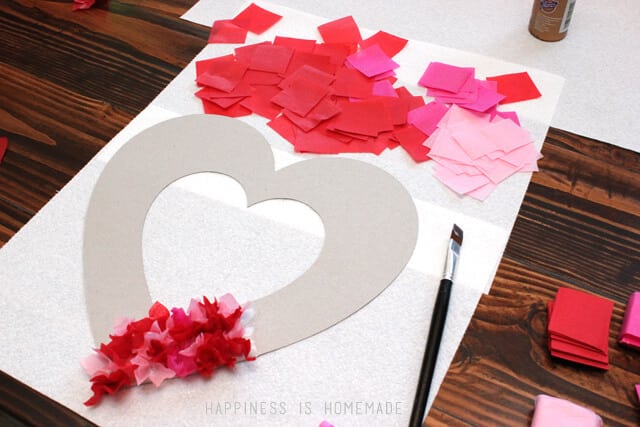 How to Make a Tissue Paper Heart Wreath