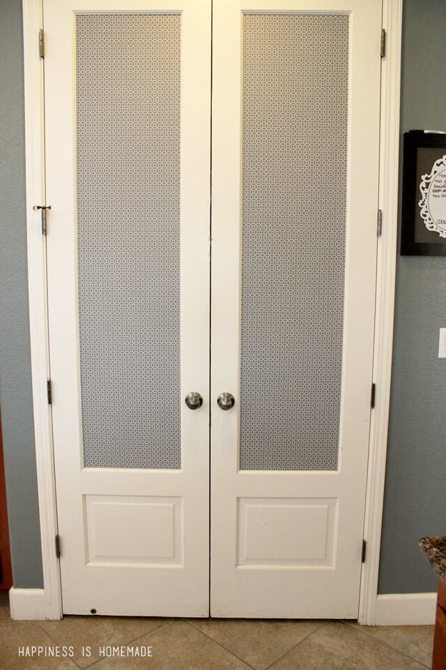 Pantry Door Makeover with Patterned Shelf Paper