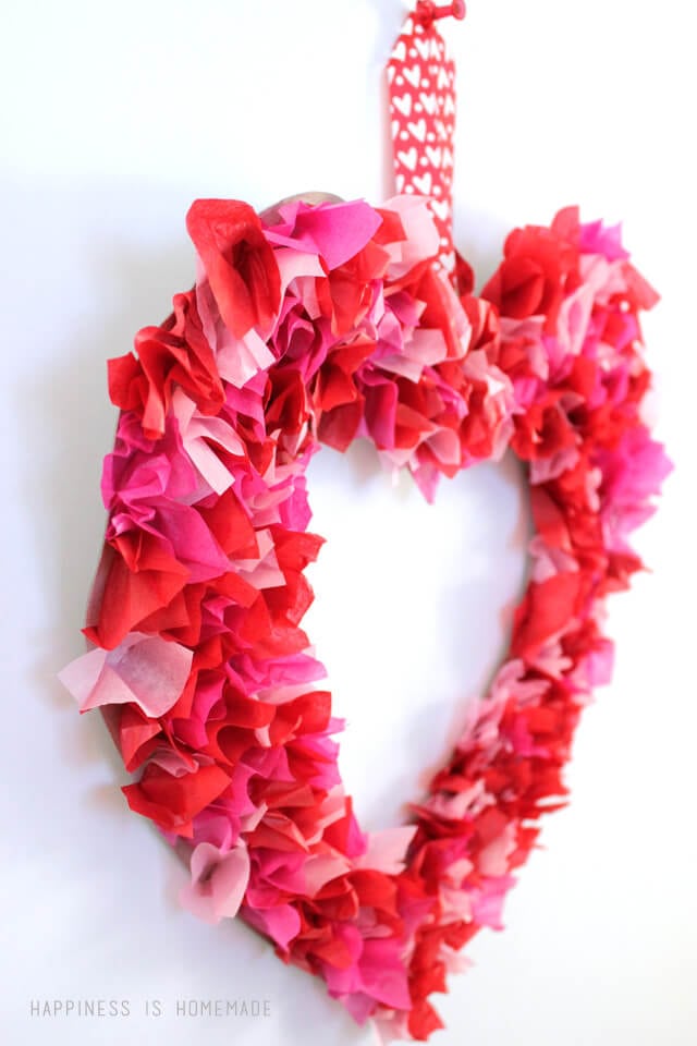 Paper Plate & Tissue Paper Valentine Wreath - Glue Sticks and Gumdrops