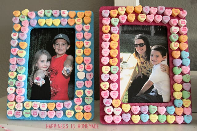 conversation heart decorated photo frames 