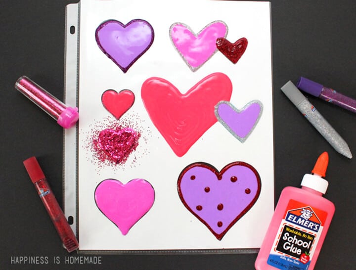 valentines day diy window clings with elmers glue