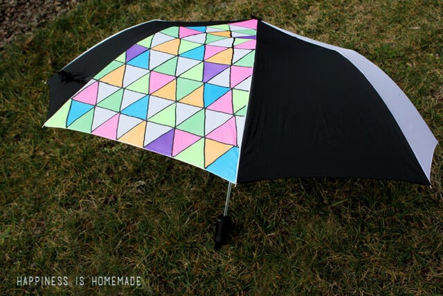 neon and geometric triangle patterned umbrella