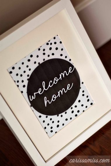 welcome home printable sign in frame