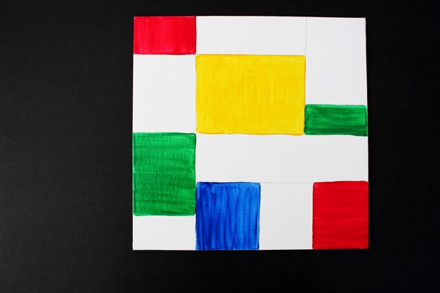 piet mondrian painting being created by kids