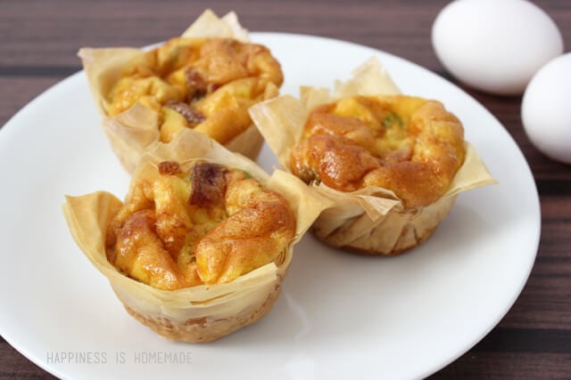 Bacon & Cheddar Mini Quiches with Phyllo Dough Crust