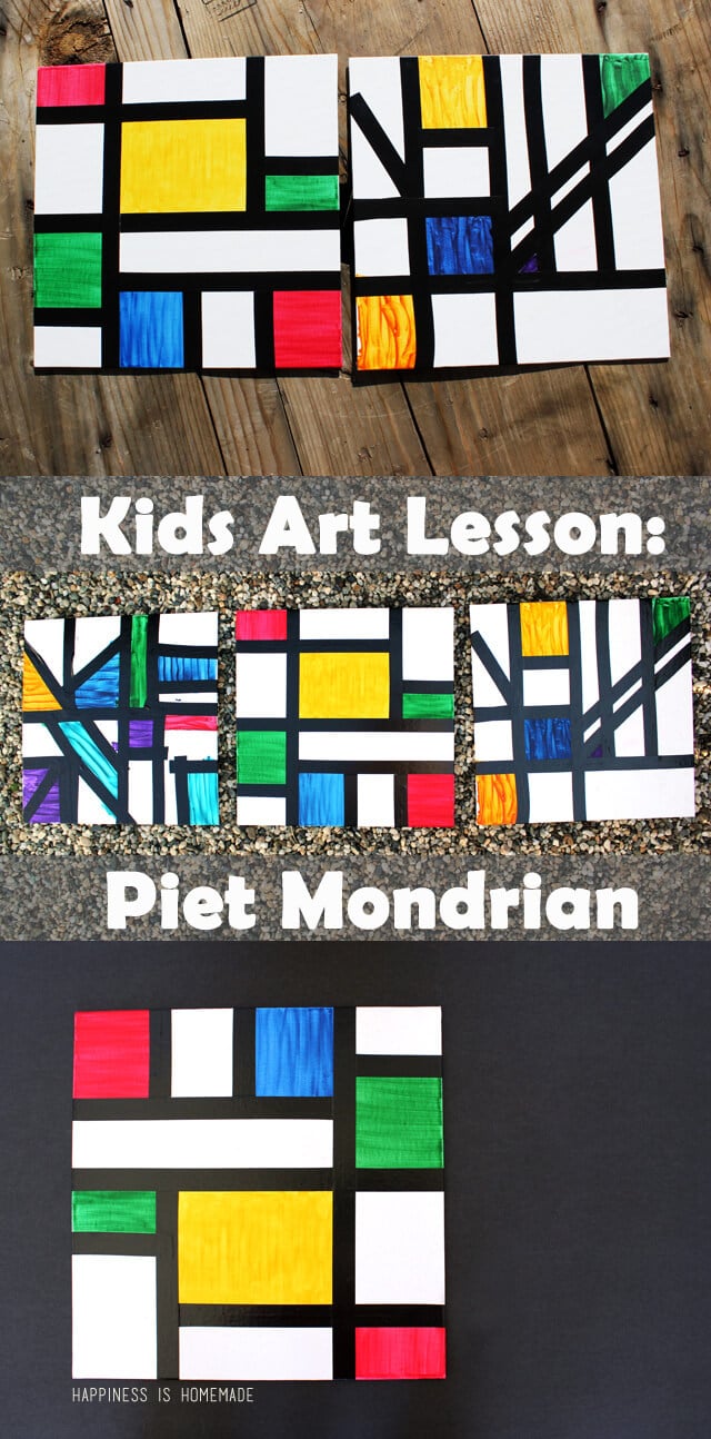 Kids Homeschool Art Lesson: Piet Mondrian - Happiness is Homemade